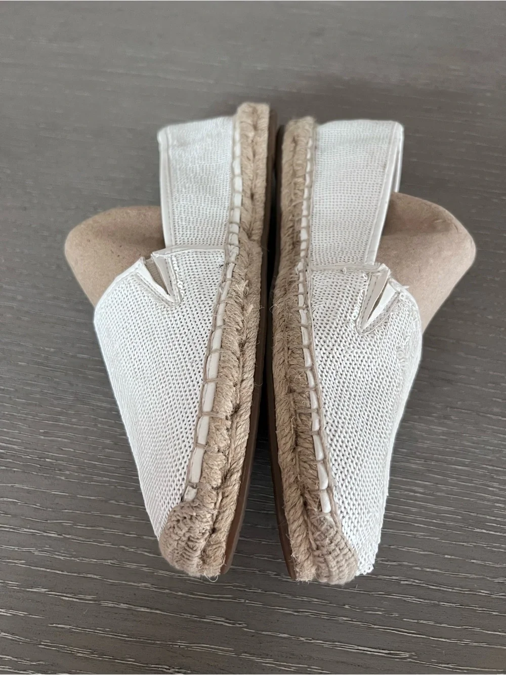 White Woven sequin Espadrille Slip-On Shoes